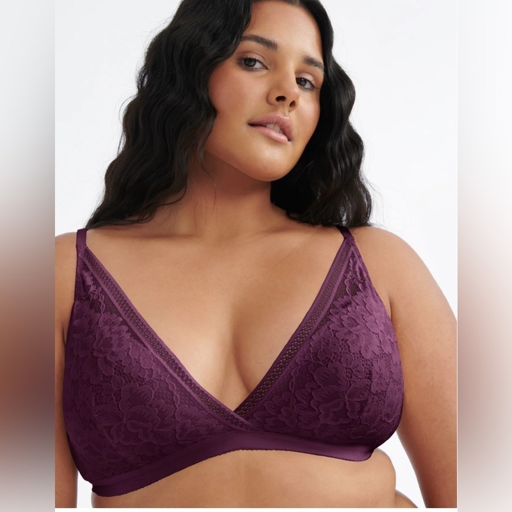KNIX Sz L Lace Deep V Padded No Underwire Bralette Bra NEW WITH TAGS